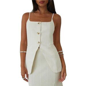 Women’s Cami Suit Vest Blazer – Button Down, Adjustable Spaghetti Straps